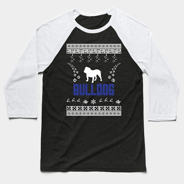 Merry Christmas BULLDOG Baseball T-Shirt by bryanwilly